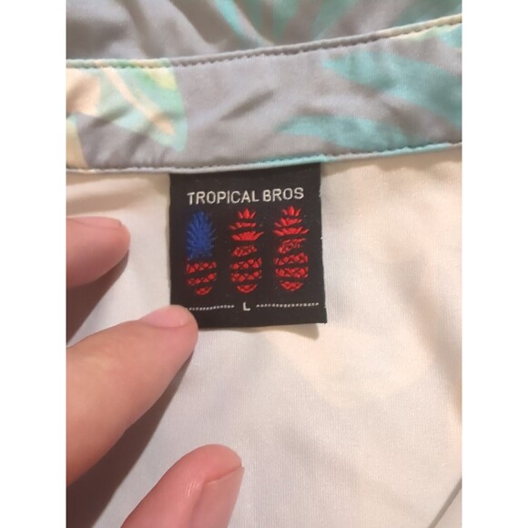 Tropical Bros Polo Shirt Mens Large Stretch Performance Floral Aloha Golf Palms - Picture 2 of 5